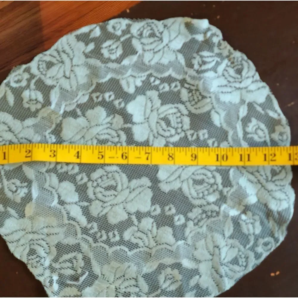 Vintage mint green circle lace doily set of 2